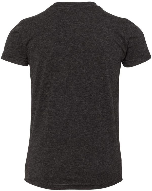 Am image of a Custom Bella and Canvas Youth Triblend Tee in Charcoal Black Triblend!