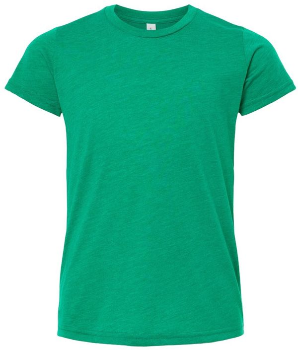 Am image of a Custom Bella and Canvas Youth Triblend Tee in Kelly Triblend!