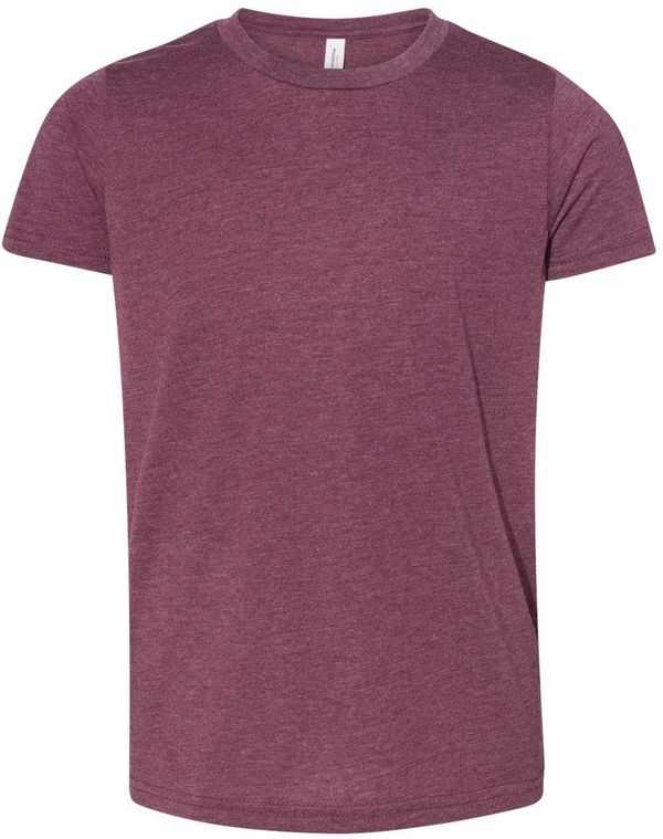Am image of a Custom Bella and Canvas Youth Triblend Tee in Maroon Triblend!