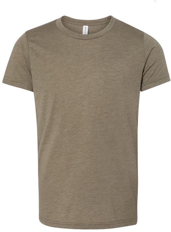 Am image of a Custom Bella and Canvas Youth Triblend Tee in Olive Triblend!