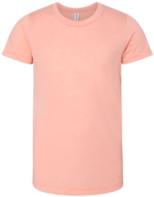 Am image of a Custom Bella and Canvas Youth Triblend Tee in Peach Triblend!