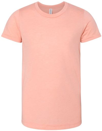 Am image of a Custom Bella and Canvas Youth Triblend Tee in Peach Triblend!