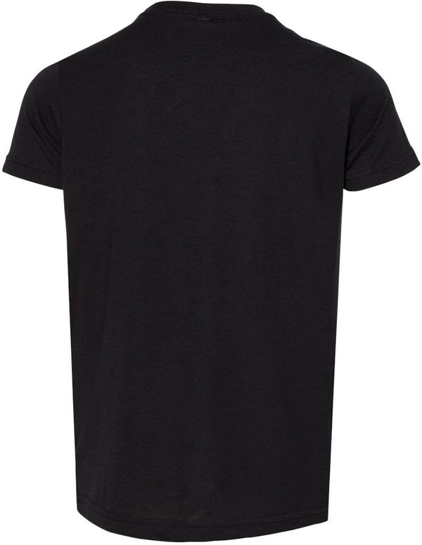 Am image of a Custom Bella and Canvas Youth Triblend Tee in Solid Black Triblend!