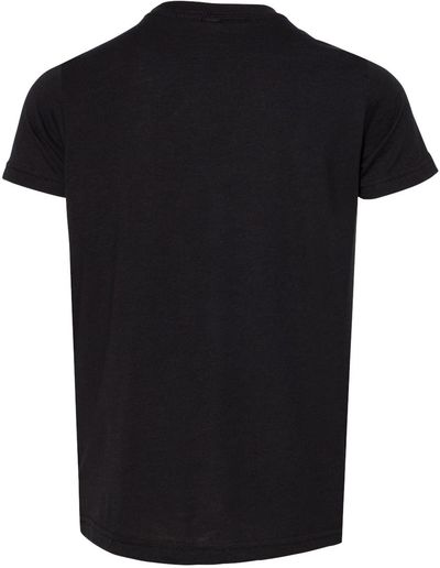 Am image of a Custom Bella and Canvas Youth Triblend Tee in Solid Black Triblend!