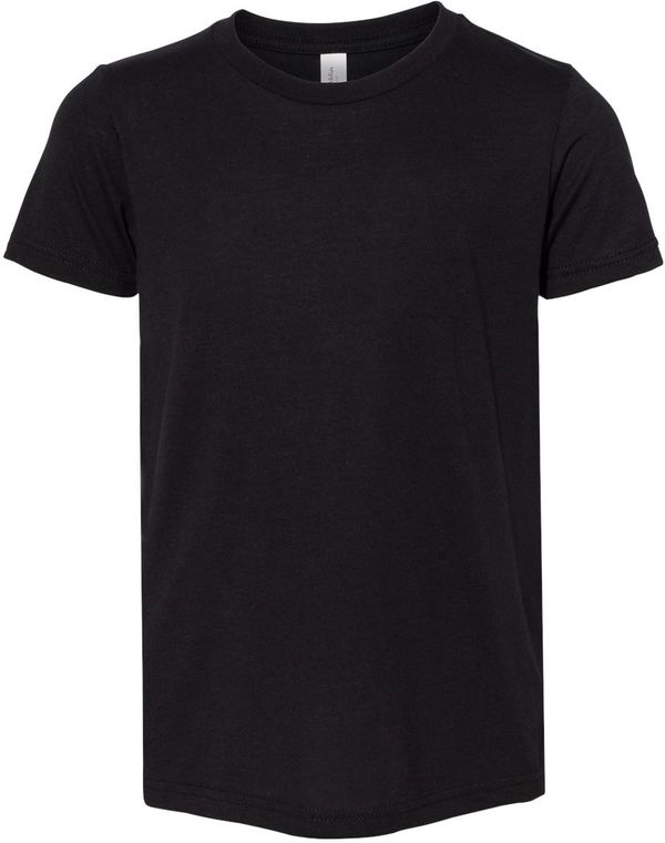 Am image of a Custom Bella and Canvas Youth Triblend Tee in Solid Black Triblend!