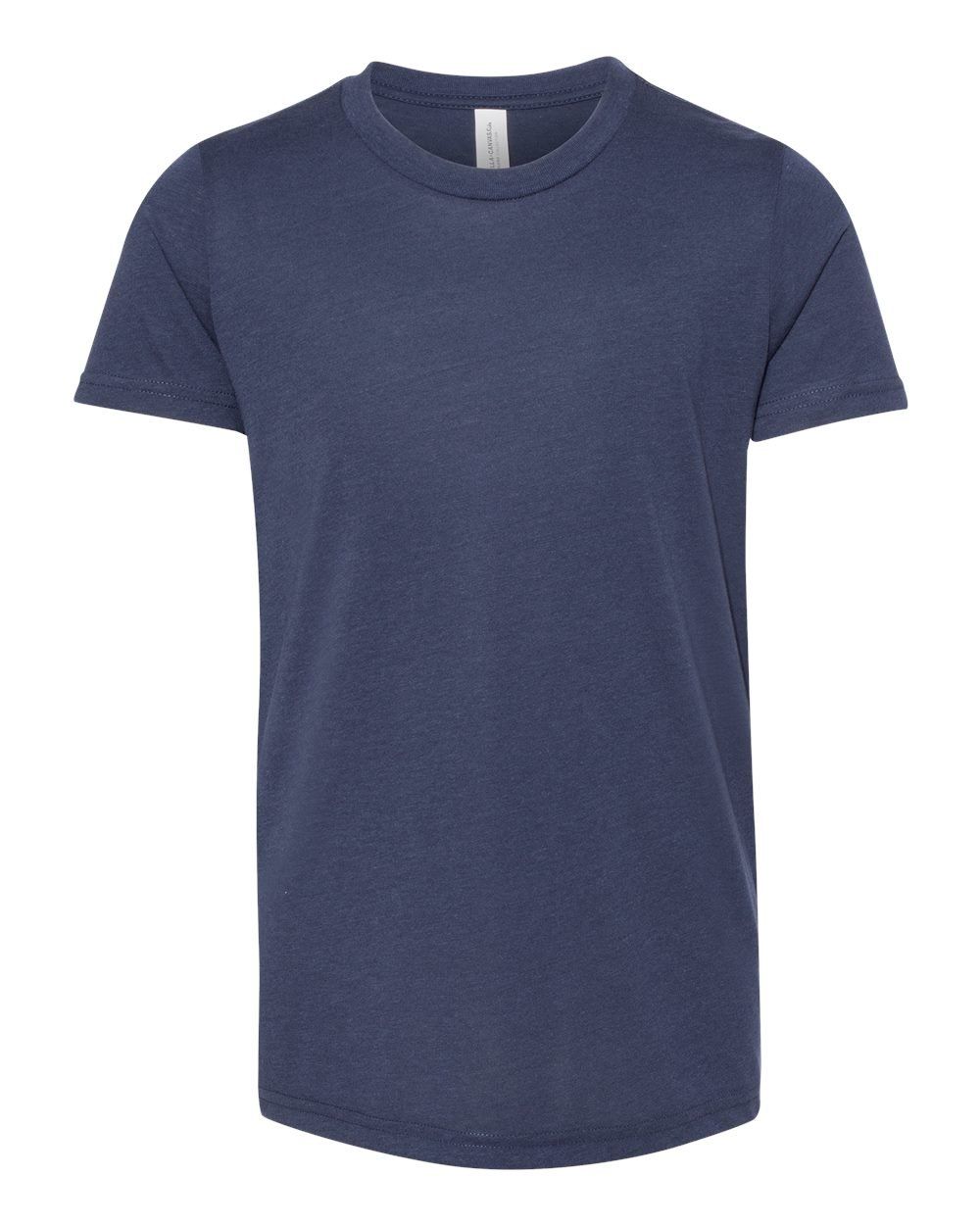 Bella and Canvas Youth Triblend Tee in Solid Navy Triblend