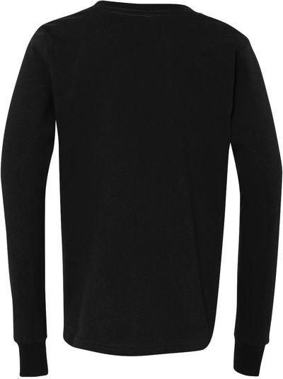 Am image of a Custom Bella and Canvas Youth Jersey Long Sleeve Tee in Black!