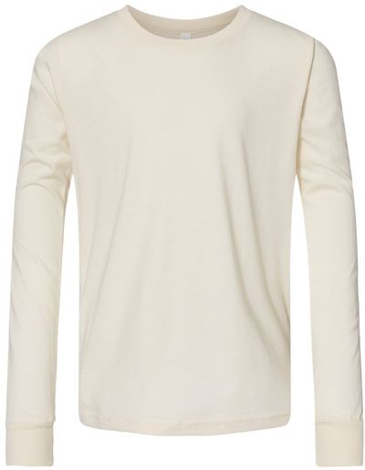 Am image of a Custom Bella and Canvas Youth Jersey Long Sleeve Tee in Natural!