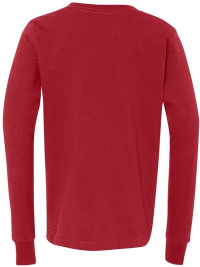 Am image of a Custom Bella and Canvas Youth Jersey Long Sleeve Tee in Red!