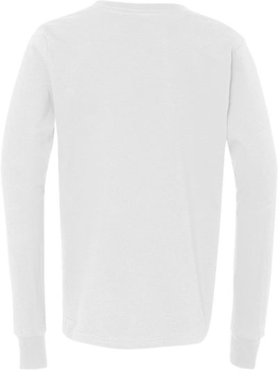Am image of a Custom Bella and Canvas Youth Jersey Long Sleeve Tee in White!