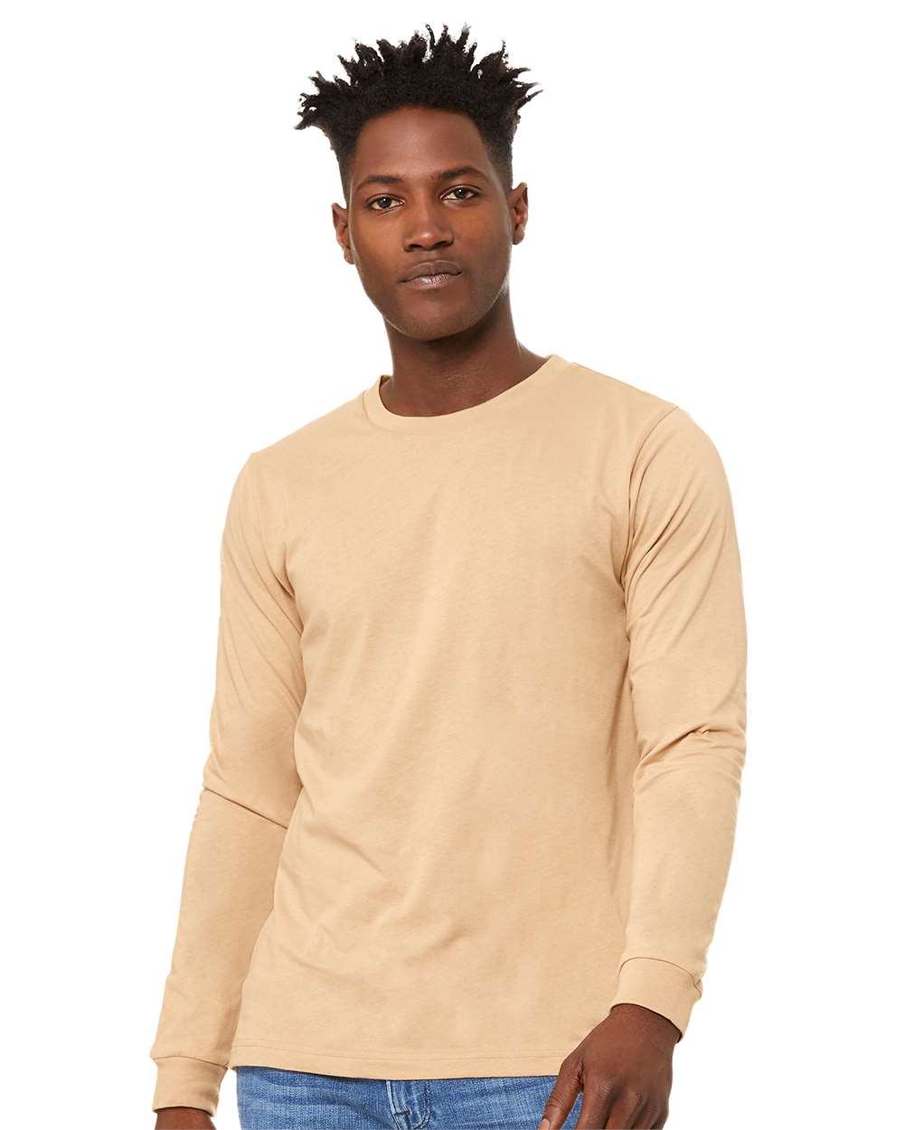 Bella and Canvas Jersey Long Sleeve T Shirt in Sand Dune
