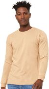 Am image of a Custom Bella and Canvas Jersey Long Sleeve T Shirt in Sand Dune!