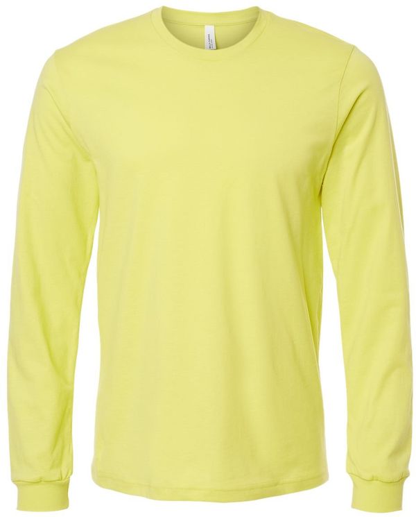 Am image of a Custom Bella and Canvas Jersey Long Sleeve T Shirt in Strobe!