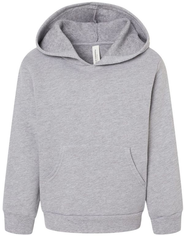 Am image of a Custom Bella and Canvas Toddler Sponge Fleece Pullover Hoodie in Athletic Heather!