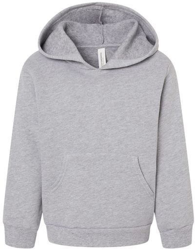 Am image of a Custom Bella and Canvas Toddler Sponge Fleece Pullover Hoodie in Athletic Heather!