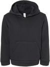 Am image of a Custom Bella and Canvas Toddler Sponge Fleece Pullover Hoodie in Black!