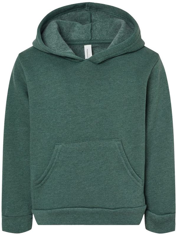 Am image of a Custom Bella and Canvas Toddler Sponge Fleece Pullover Hoodie in Heather Forest!