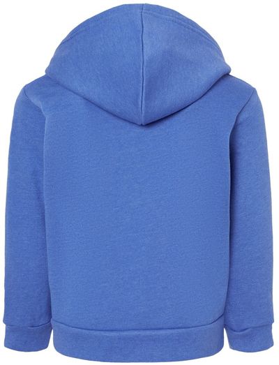 Am image of a Custom Bella and Canvas Toddler Sponge Fleece Pullover Hoodie in Heather True Royal!