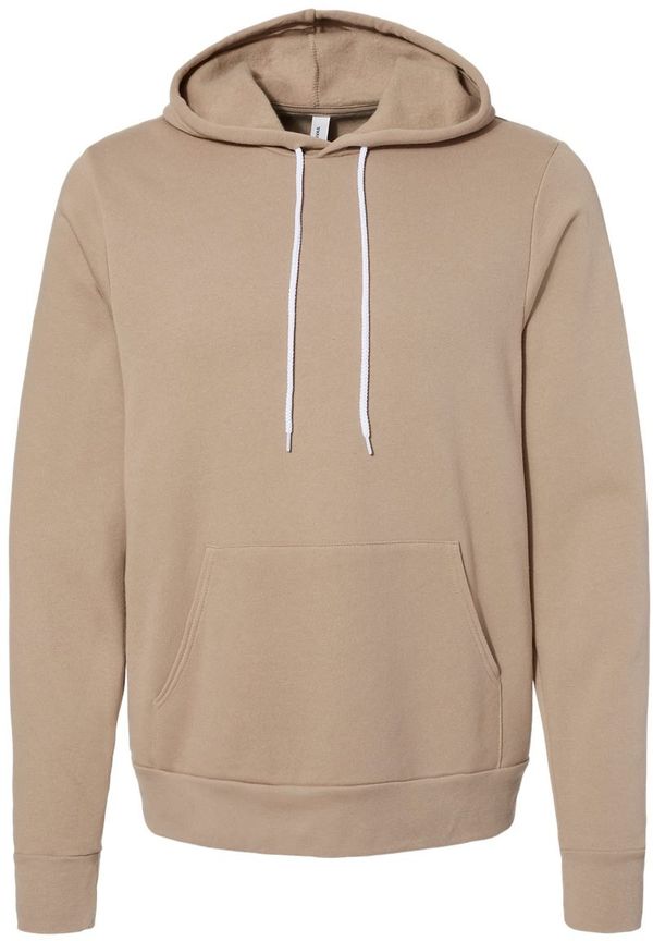 An image of a Custom Bella and Canvas Unisex Sponge Fleece Pullover Hoodie in Tan!