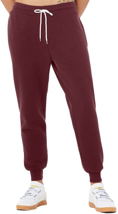 Am image of a Custom Bella and Canvas Unisex Jogger Sweatpant in Maroon!