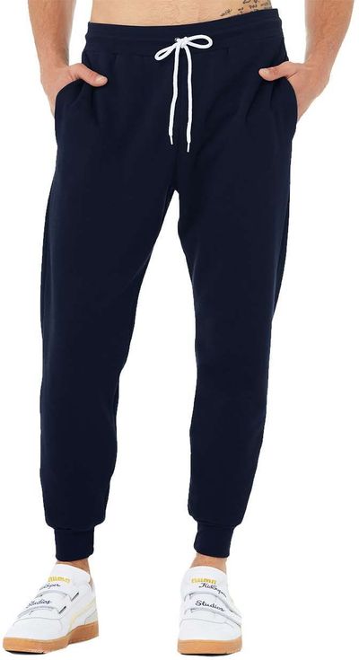 Am image of a Custom Bella and Canvas Unisex Jogger Sweatpant in Navy!