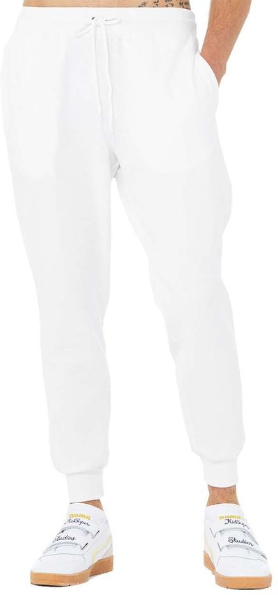 Am image of a Custom Bella and Canvas Unisex Jogger Sweatpant in White!