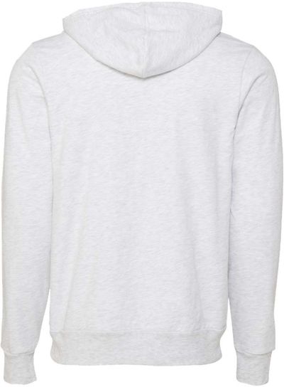 Am image of a Custom Bella and Canvas Poly Cotton Fleece Full Zip Hoodie in Ash!
