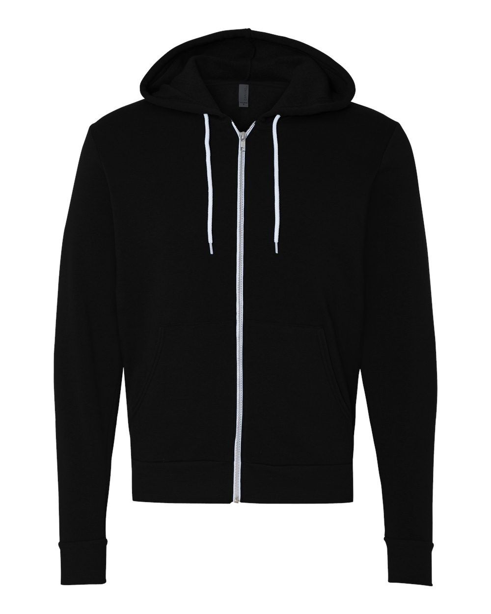 Bella and Canvas Poly Cotton Fleece Full Zip Hoodie in Black