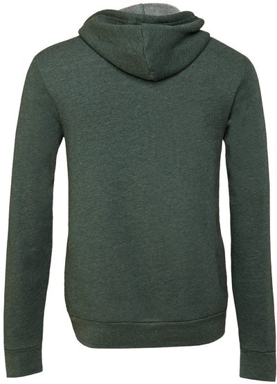 Am image of a Custom Bella and Canvas Poly Cotton Fleece Full Zip Hoodie in Heather Forest!