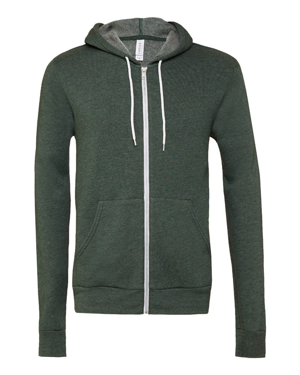 Bella and Canvas Poly Cotton Fleece Full Zip Hoodie in Heather Forest