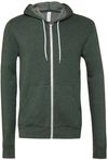 Am image of a Custom Bella and Canvas Poly Cotton Fleece Full Zip Hoodie in Heather Forest!
