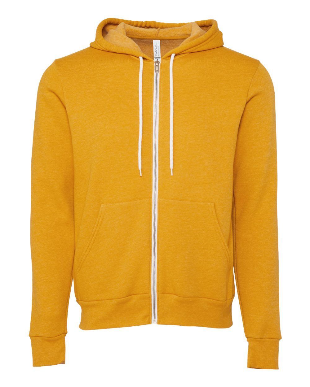 Bella and Canvas Poly Cotton Fleece Full Zip Hoodie in Heather Mustard