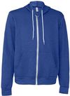 Am image of a Custom Bella and Canvas Poly Cotton Fleece Full Zip Hoodie in Heather True Royal!