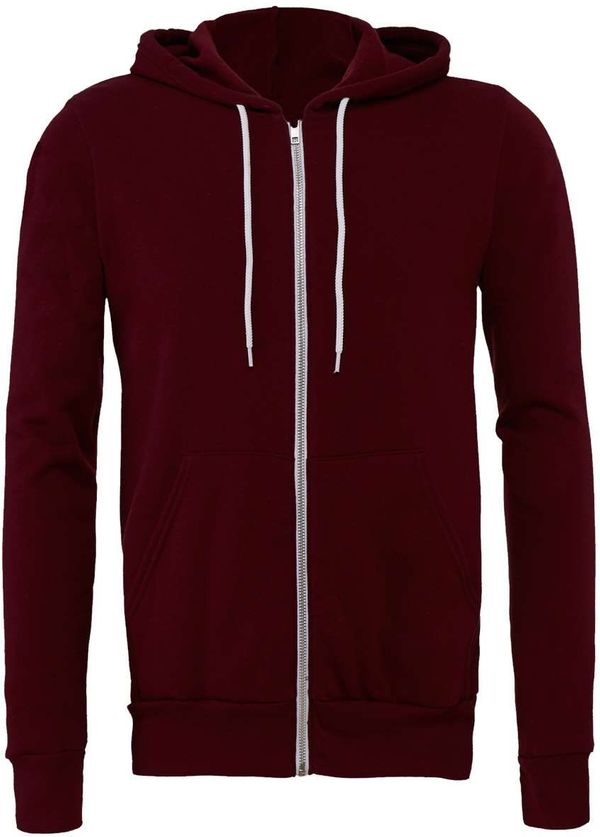 An image of a Custom Bella and Canvas Poly Cotton Fleece Full Zip Hoodie in Maroon!
