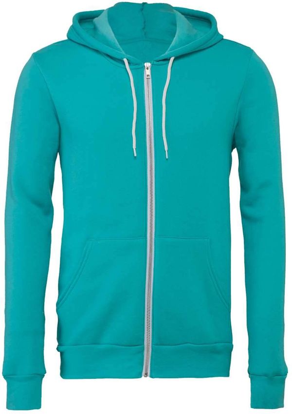 An image of a Custom Bella and Canvas Poly Cotton Fleece Full Zip Hoodie in Teal!