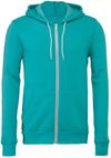 An image of a Custom Bella and Canvas Poly Cotton Fleece Full Zip Hoodie in Teal!