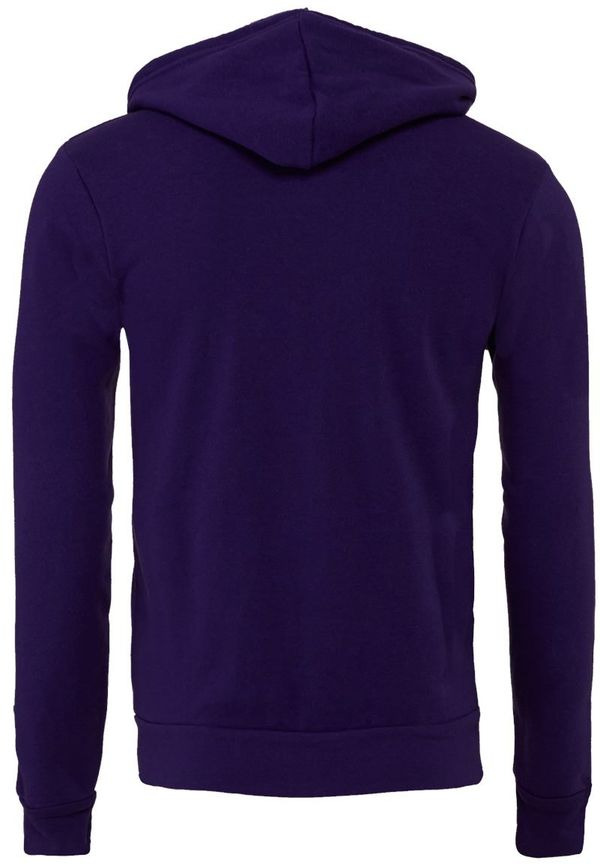 Am image of a Custom Bella and Canvas Poly Cotton Fleece Full Zip Hoodie in Team Purple!