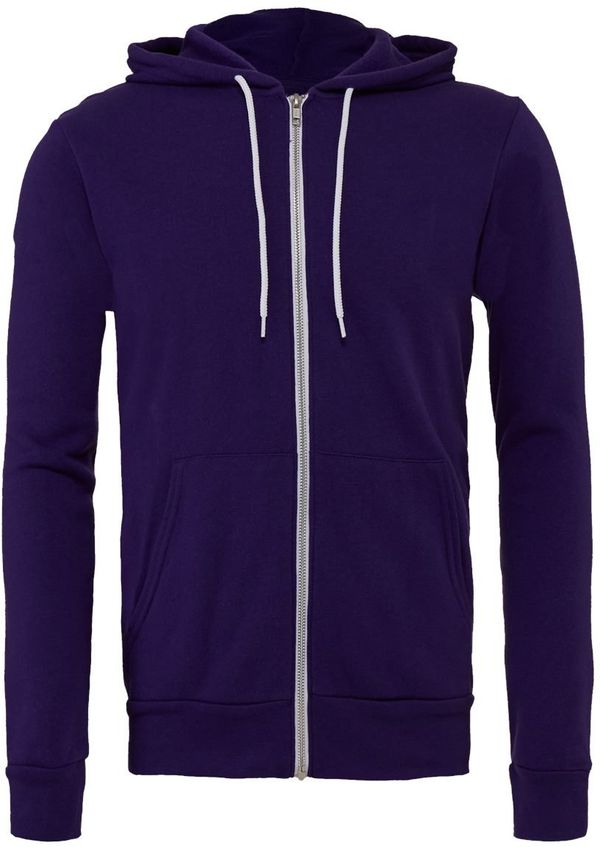 Am image of a Custom Bella and Canvas Poly Cotton Fleece Full Zip Hoodie in Team Purple!