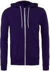 Am image of a Custom Bella and Canvas Poly Cotton Fleece Full Zip Hoodie in Team Purple!