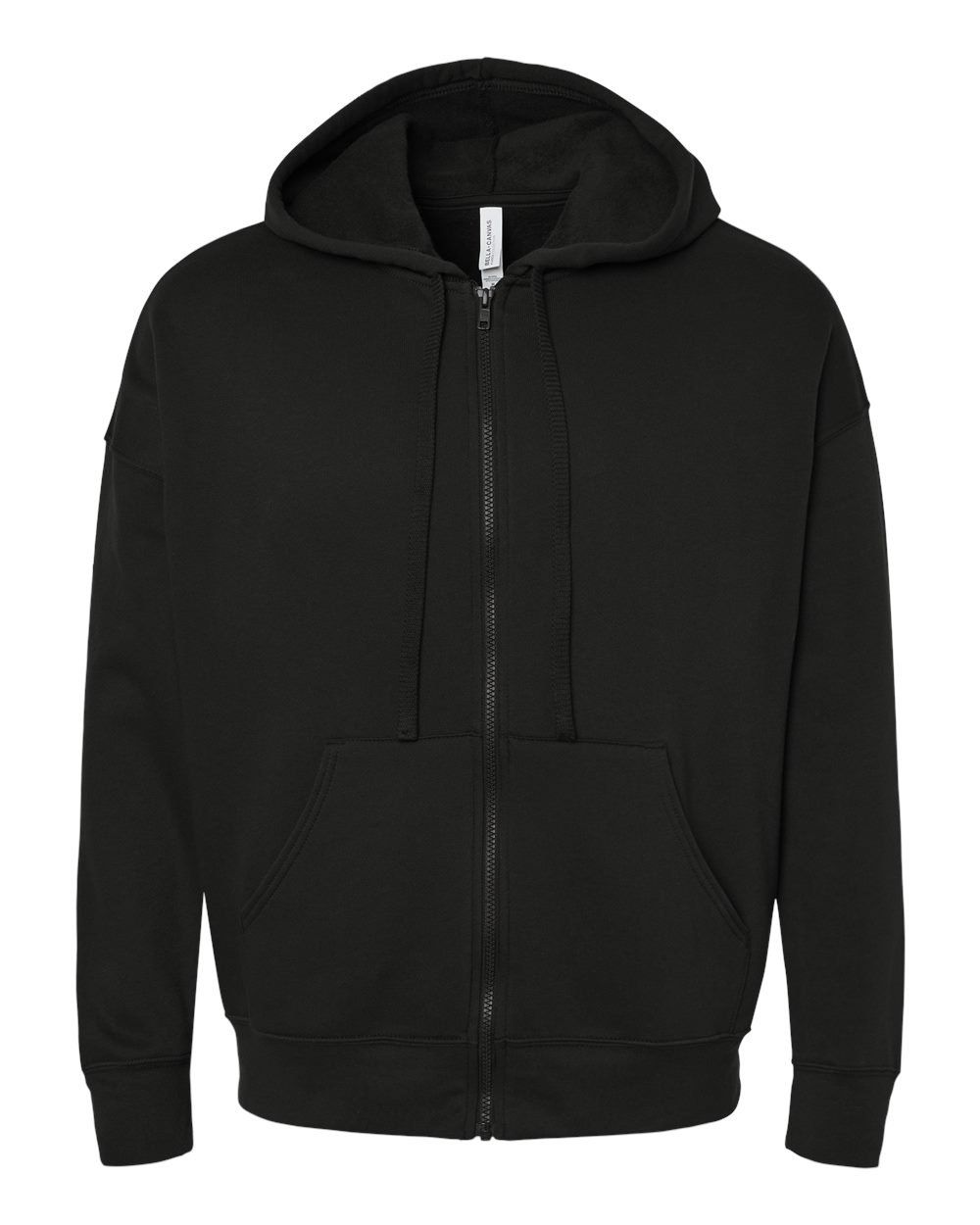BELLA and CANVAS Unisex Sponge Fleece DTM Full Zip Hoodie in Black