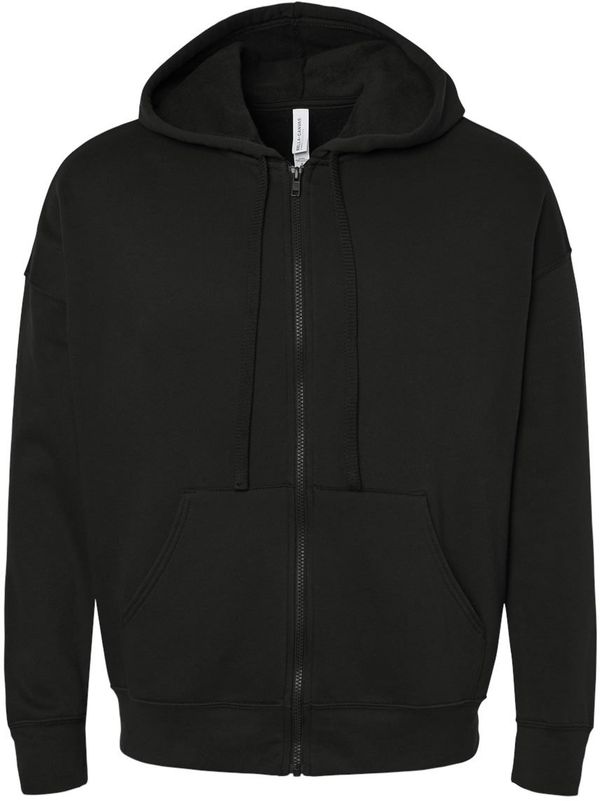 Am image of a Custom BELLA and CANVAS Unisex Sponge Fleece DTM Full Zip Hoodie in Black!