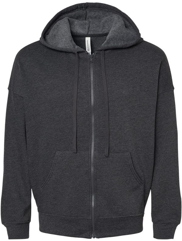 Am image of a Custom BELLA and CANVAS Unisex Sponge Fleece DTM Full Zip Hoodie in Dark Grey Heather!