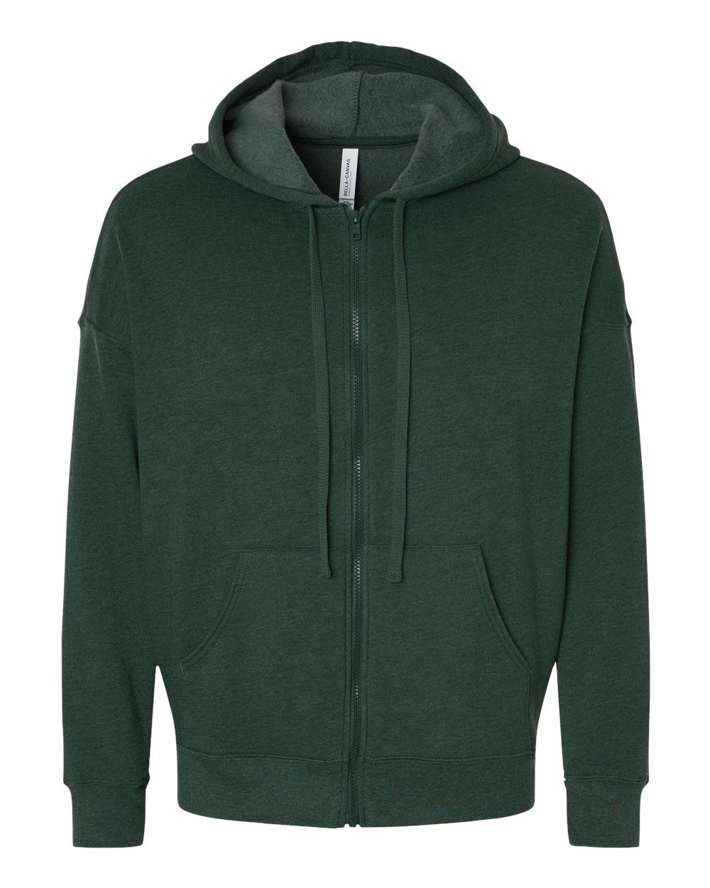 BELLA and CANVAS Unisex Sponge Fleece DTM Full Zip Hoodie in Heather Forest