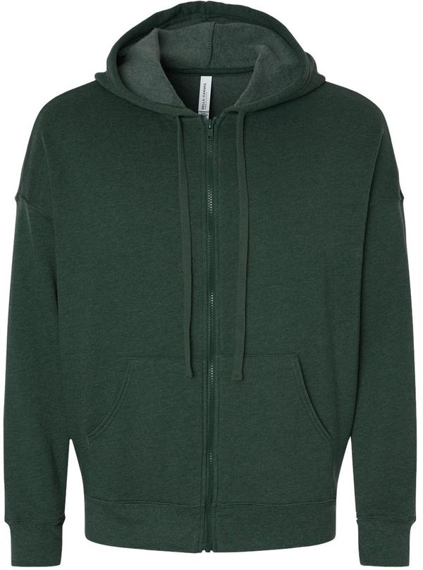 Am image of a Custom BELLA and CANVAS Unisex Sponge Fleece DTM Full Zip Hoodie in Heather Forest!