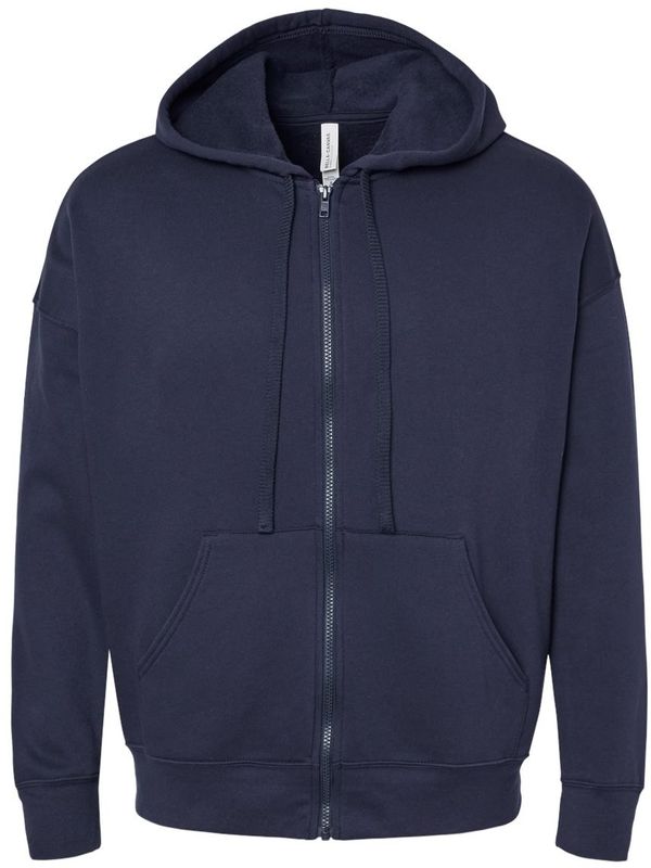 Am image of a Custom BELLA and CANVAS Unisex Sponge Fleece DTM Full Zip Hoodie in Navy!