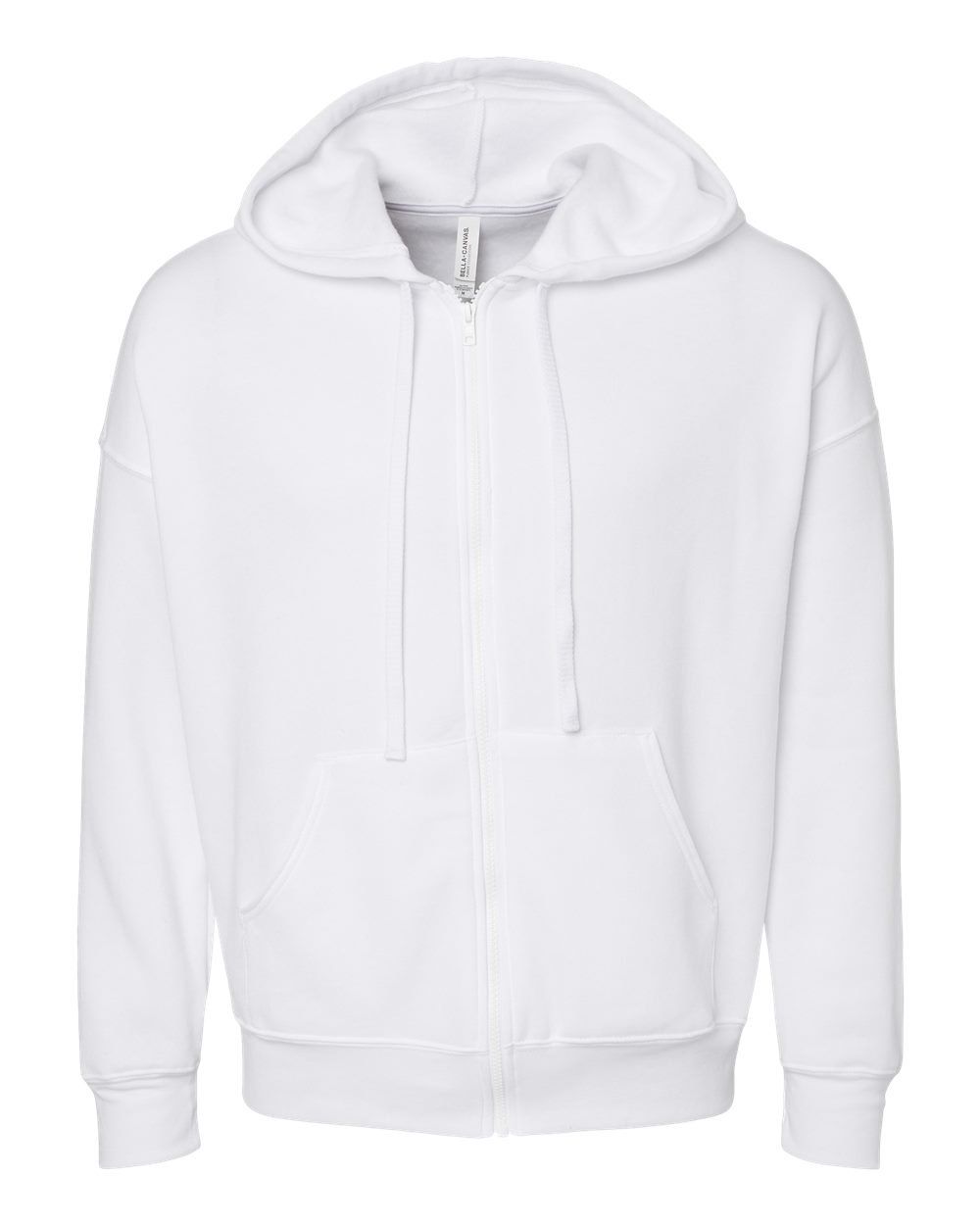 BELLA and CANVAS Unisex Sponge Fleece DTM Full Zip Hoodie in White