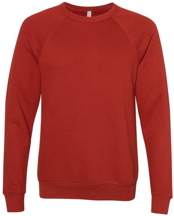 Am image of a Custom Bella and Canvas Unisex Sponge Fleece Crewneck Sweatshirt in Brick!