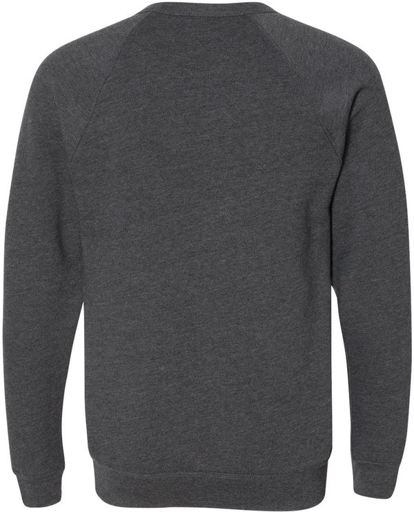 Am image of a Custom Bella and Canvas Unisex Sponge Fleece Crewneck Sweatshirt in Dark Heather Grey!