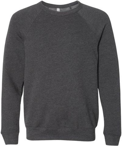 Am image of a Custom Bella and Canvas Unisex Sponge Fleece Crewneck Sweatshirt in Dark Heather Grey!