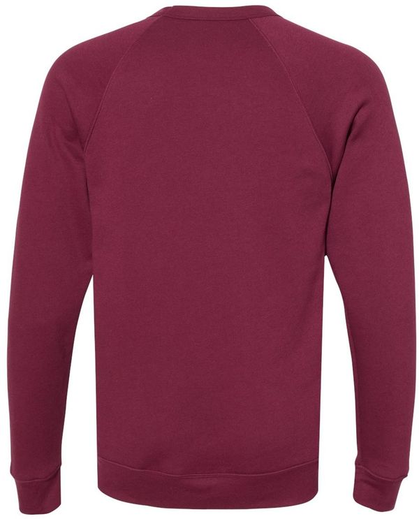 Am image of a Custom Bella and Canvas Unisex Sponge Fleece Crewneck Sweatshirt in Maroon!